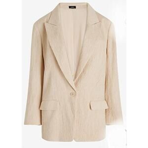 Express Oversized Textured Boyfriend Blazer Suit Jacket Beige Cream sz L